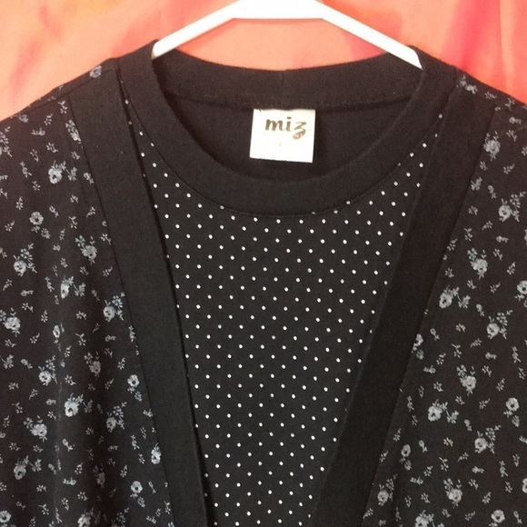 MIZ California Vintage Women’s Top Mixed Black White Prints Size L Funky Hippie - Picture 2 of 11
